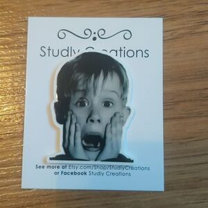 Studlycreations home alone Macaulay Culkin black white pink brooch